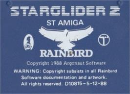 Top of cartridge artwork for Starglider 2 on the Atari ST.