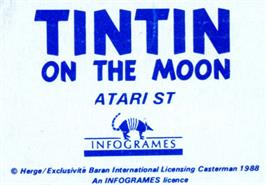 Top of cartridge artwork for Tintin on the Moon on the Atari ST.