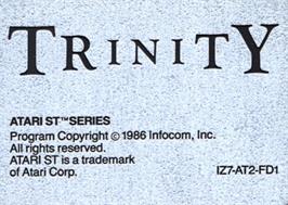 Top of cartridge artwork for Trinity on the Atari ST.