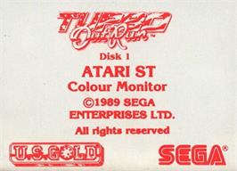 Top of cartridge artwork for Turbo Out Run on the Atari ST.