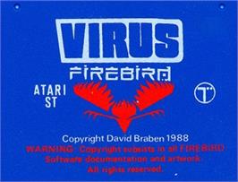 Top of cartridge artwork for Virus on the Atari ST.