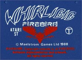Top of cartridge artwork for Whirligig on the Atari ST.