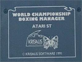 Top of cartridge artwork for World Championship Boxing Manager on the Atari ST.