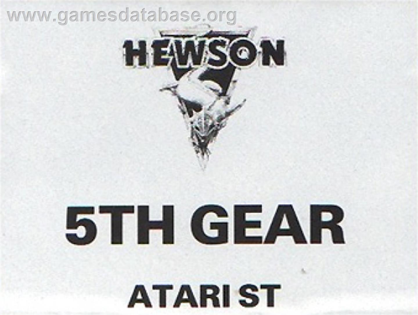 5th Gear - Atari ST - Artwork - Cartridge Top