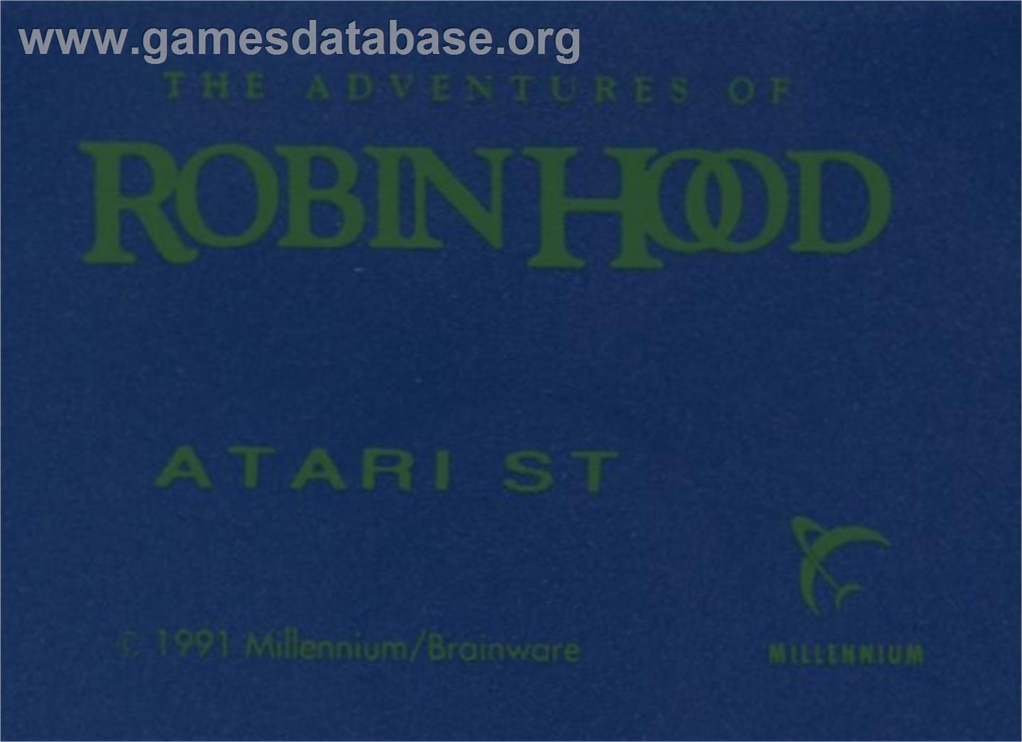 Adventures Of Robin Hood, The - Atari ST - Artwork - Cartridge Top