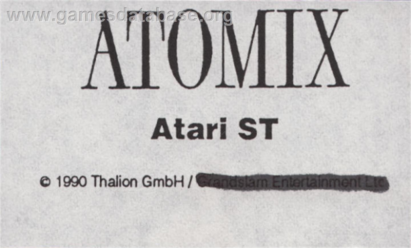 Atomix - Atari ST - Artwork - Cartridge Top