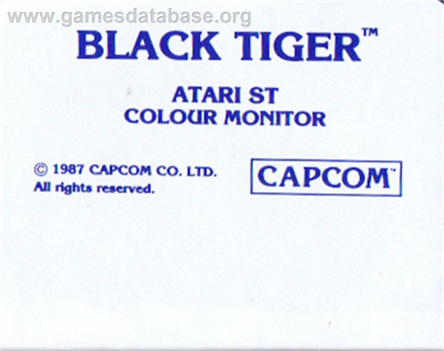 Black Tiger - Atari ST - Artwork - Cartridge Top