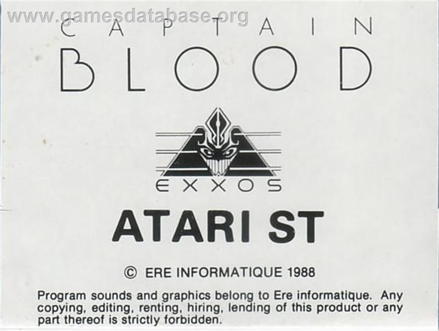 Captain Blood - Atari ST - Artwork - Cartridge Top