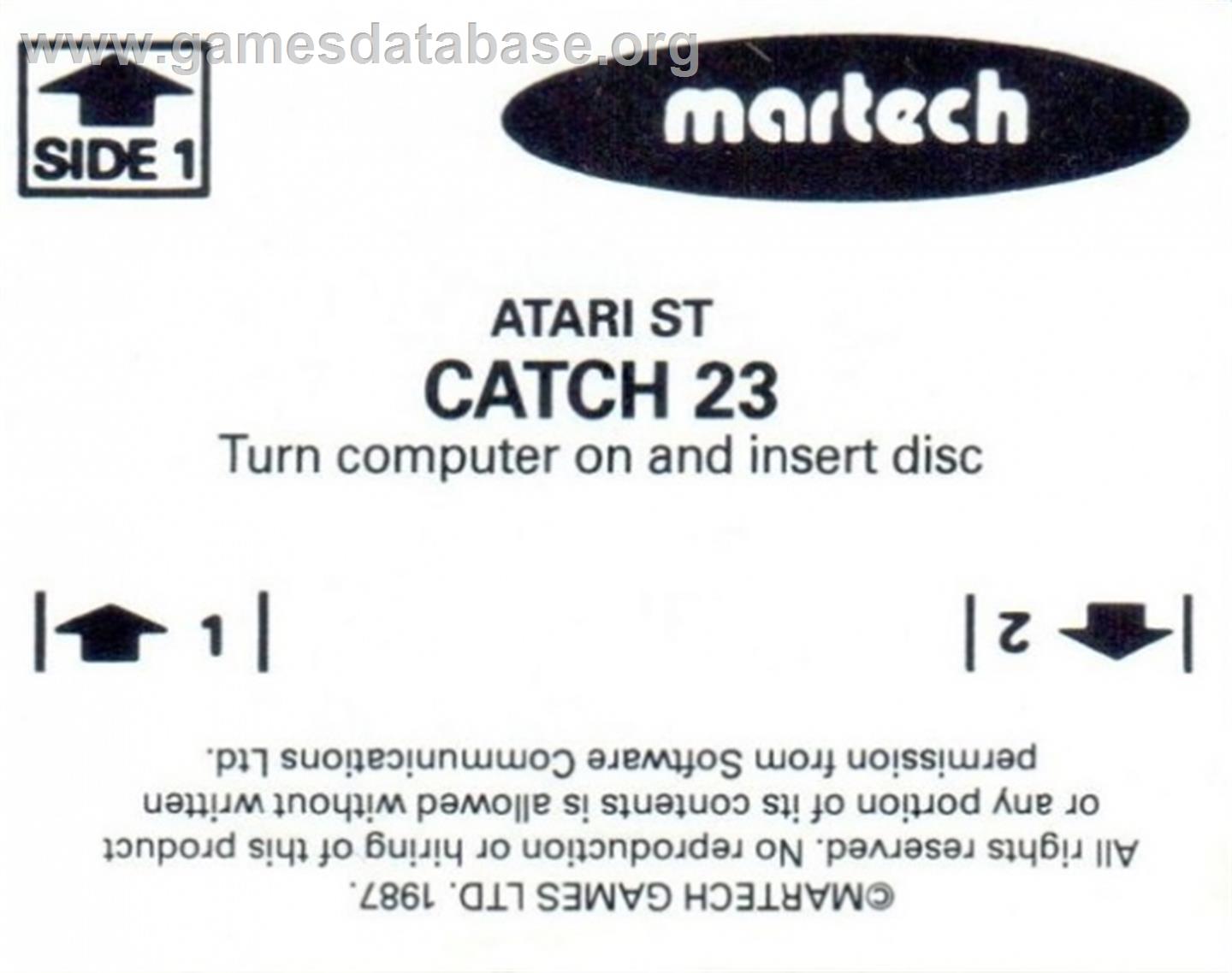 Catch 23 - Atari ST - Artwork - Cartridge Top