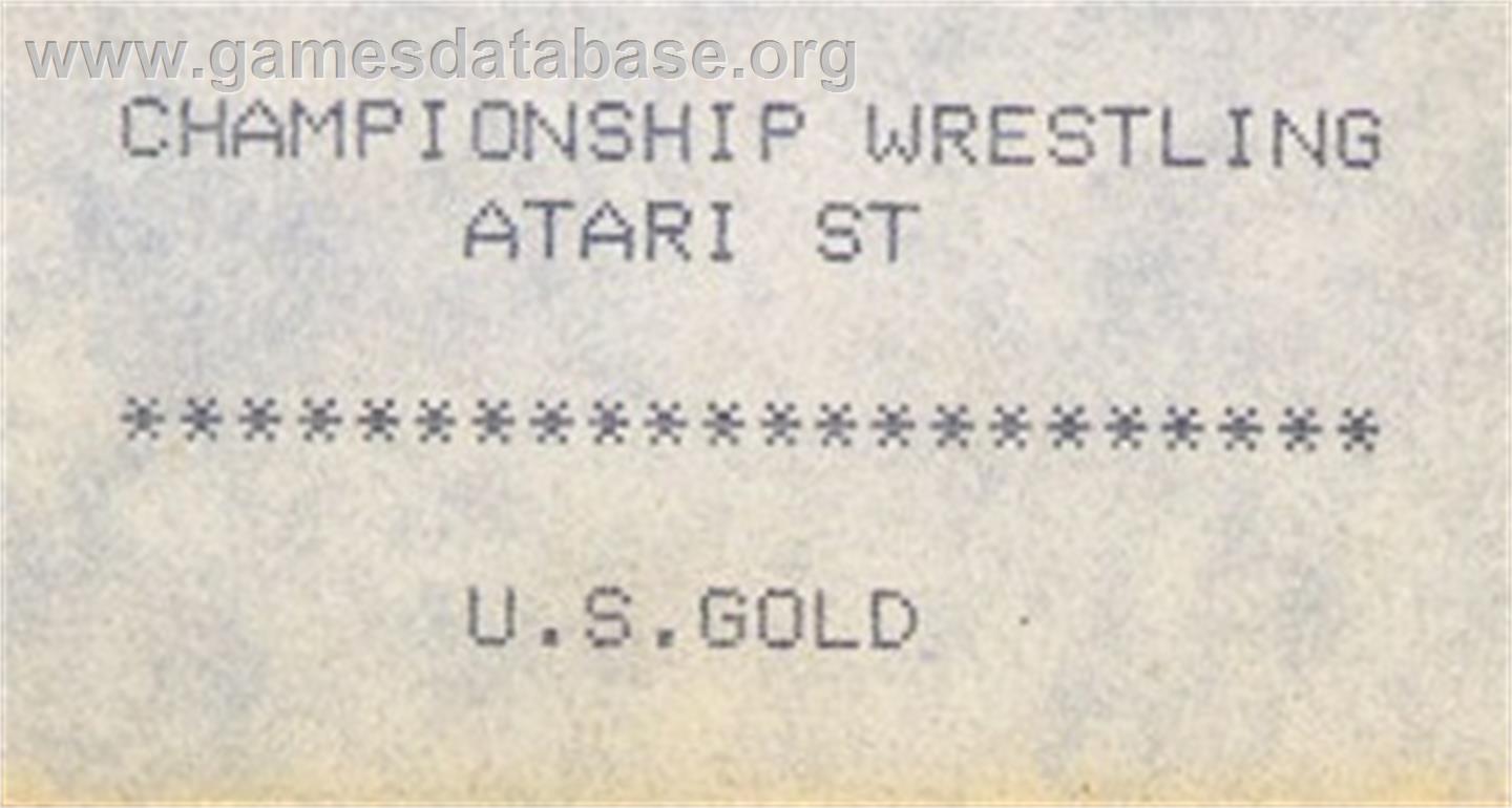 Championship Wrestling - Atari ST - Artwork - Cartridge Top