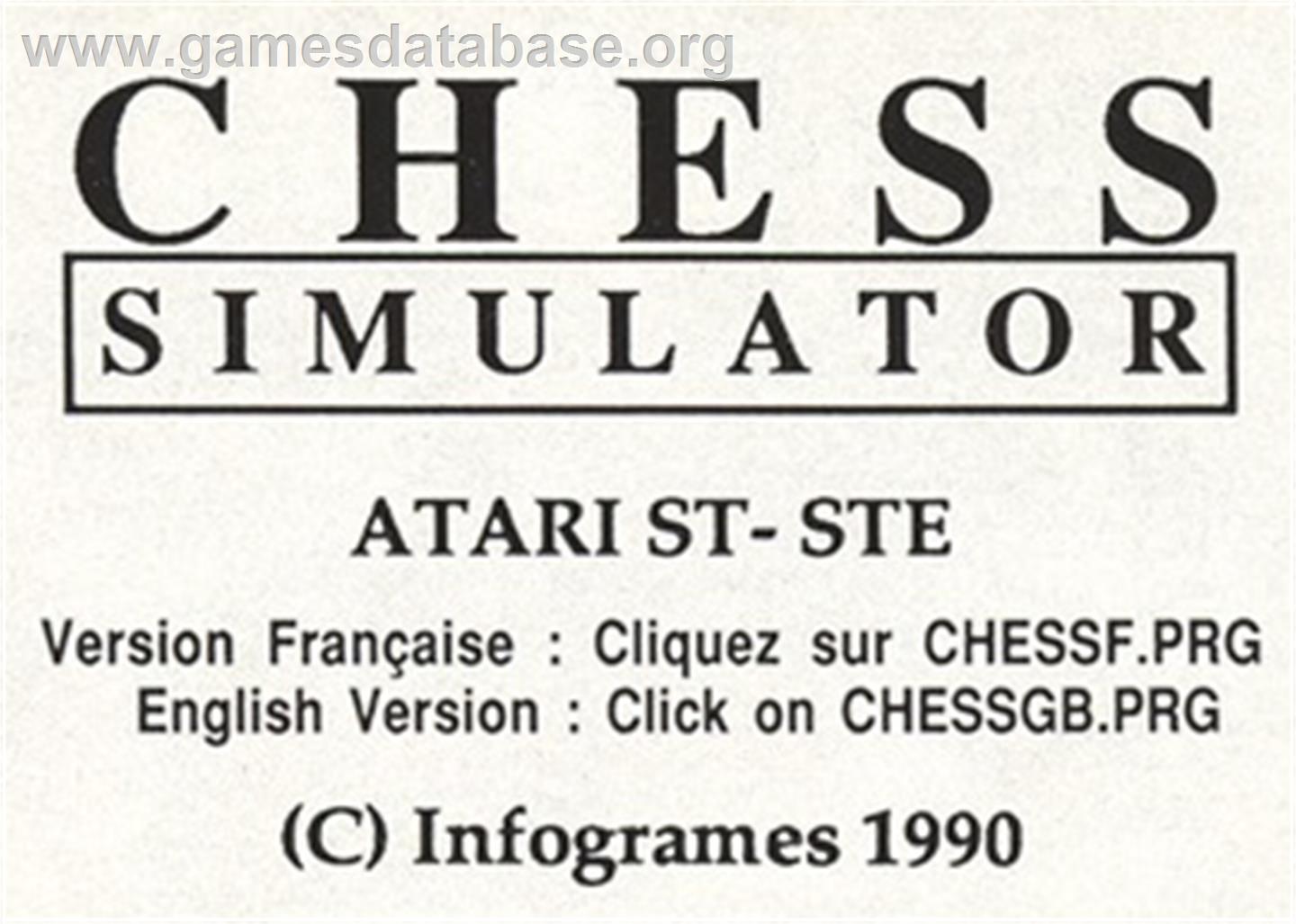 Chess Simulator - Atari ST - Artwork - Cartridge Top