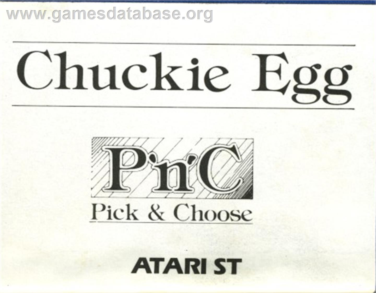 Chuckie Egg - Atari ST - Artwork - Cartridge Top