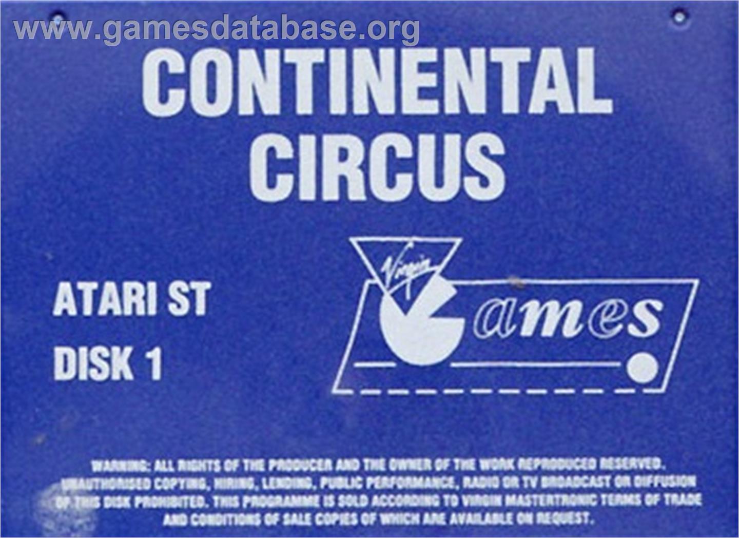 Continental Circus - Atari ST - Artwork - Cartridge Top