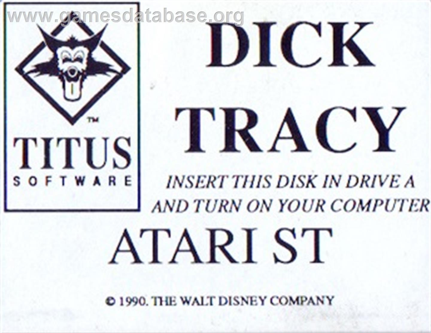Dick Tracy - Atari ST - Artwork - Cartridge Top