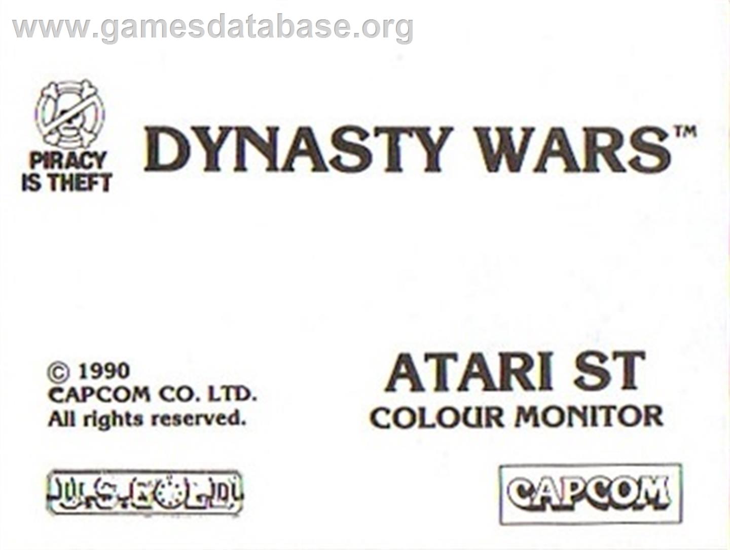 Dynasty Wars - Atari ST - Artwork - Cartridge Top