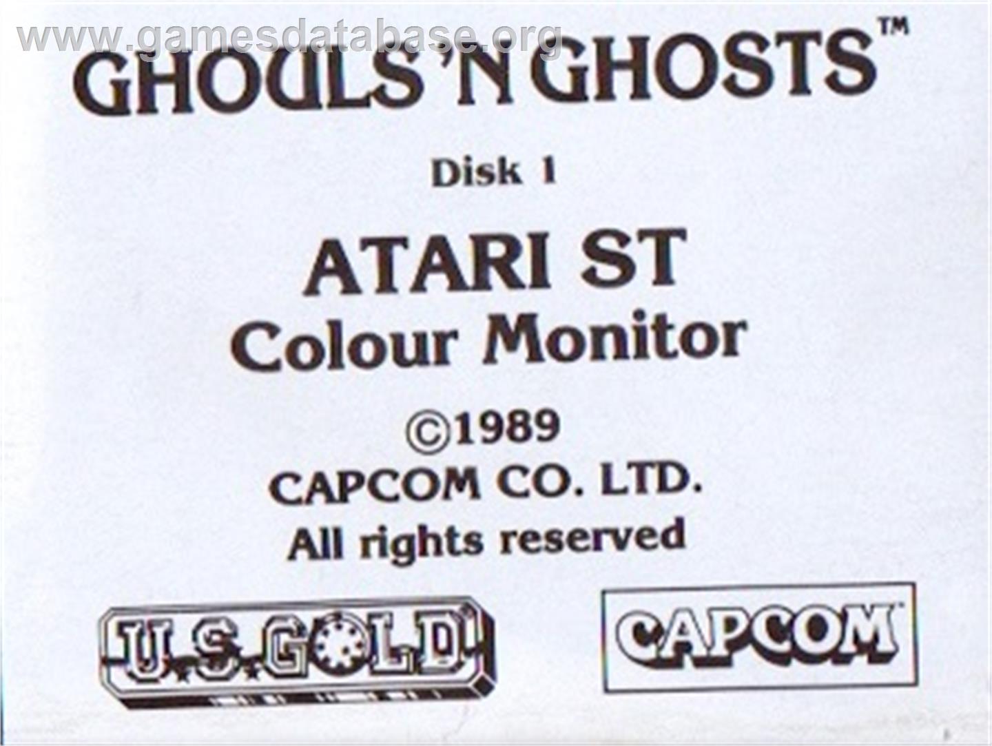 Ghouls'n Ghosts - Atari ST - Artwork - Cartridge Top
