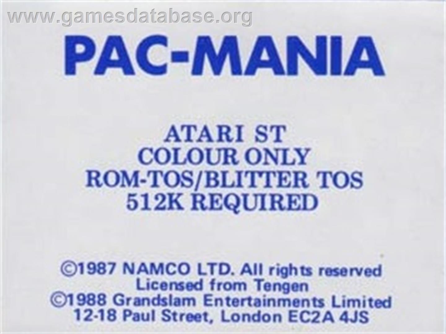 Pac-Mania - Atari ST - Artwork - Cartridge Top