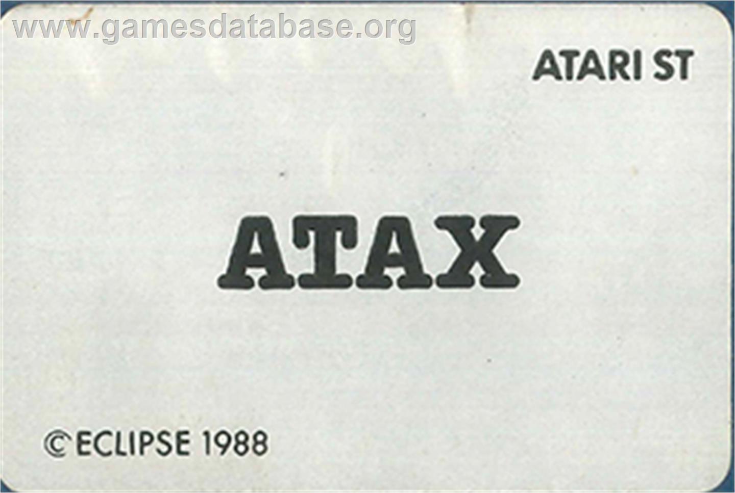 Plax Atax - Atari ST - Artwork - Cartridge Top