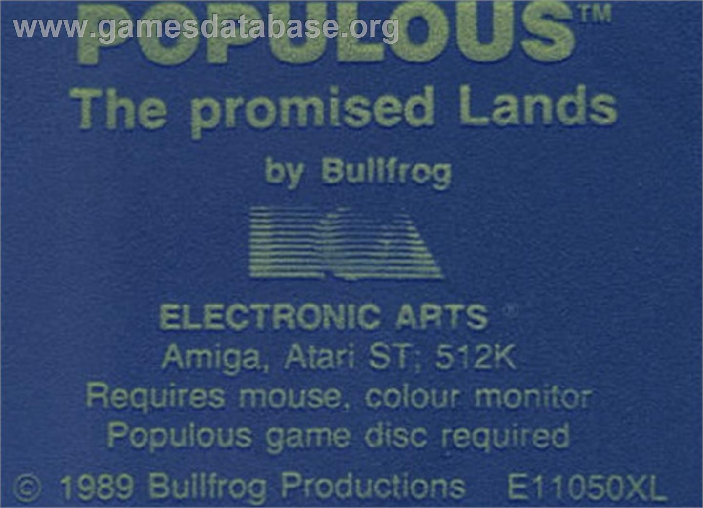 Populous: The Promised Lands - Atari ST - Artwork - Cartridge Top