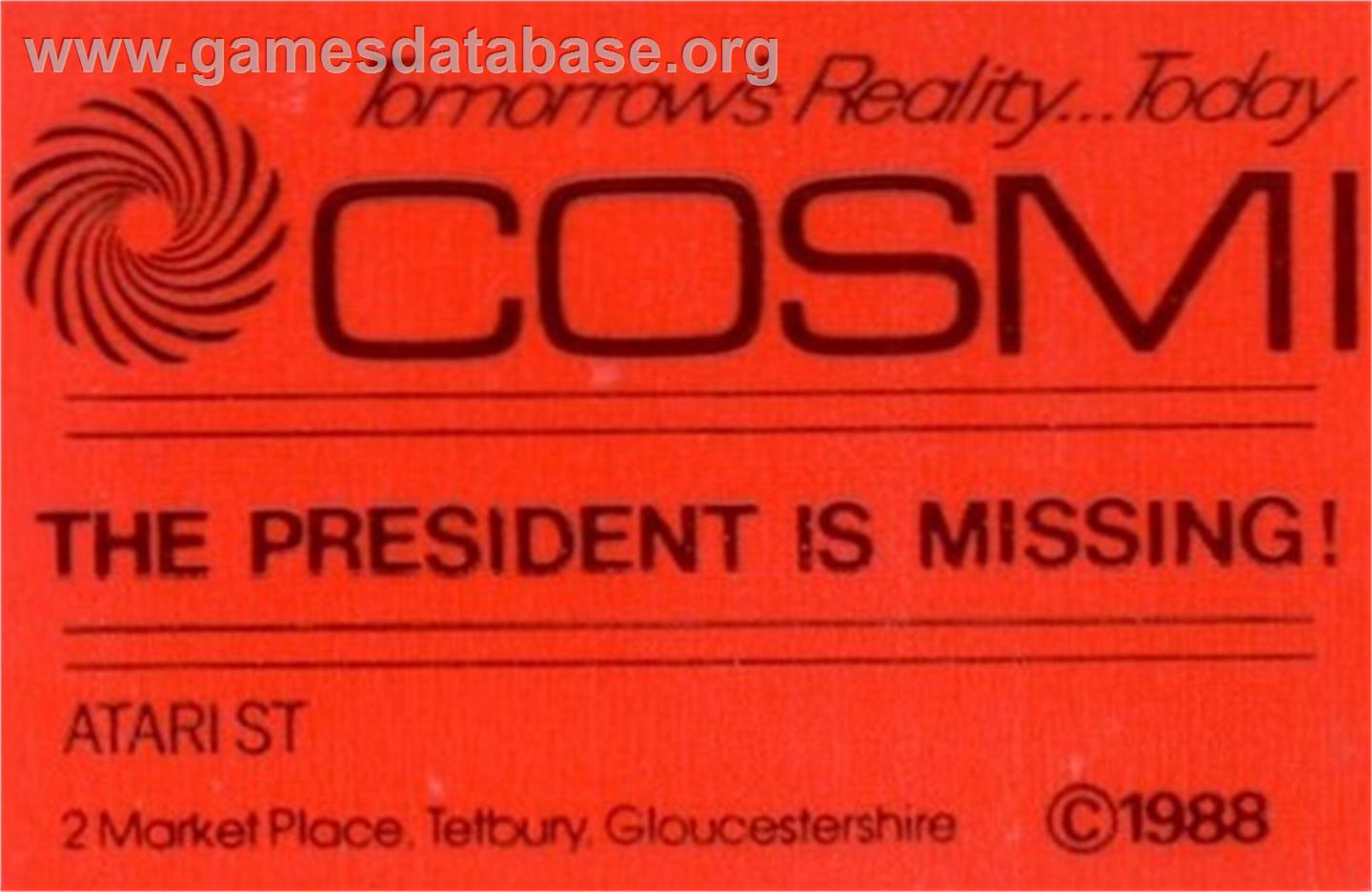 President is Missing - Atari ST - Artwork - Cartridge Top