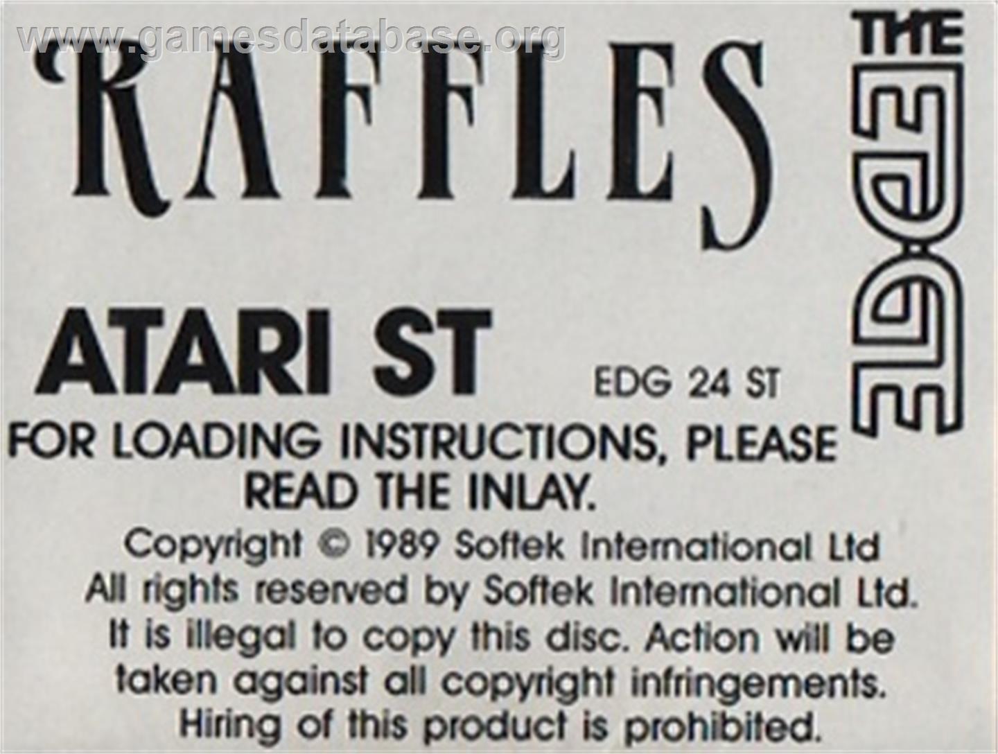 Raffles - Atari ST - Artwork - Cartridge Top