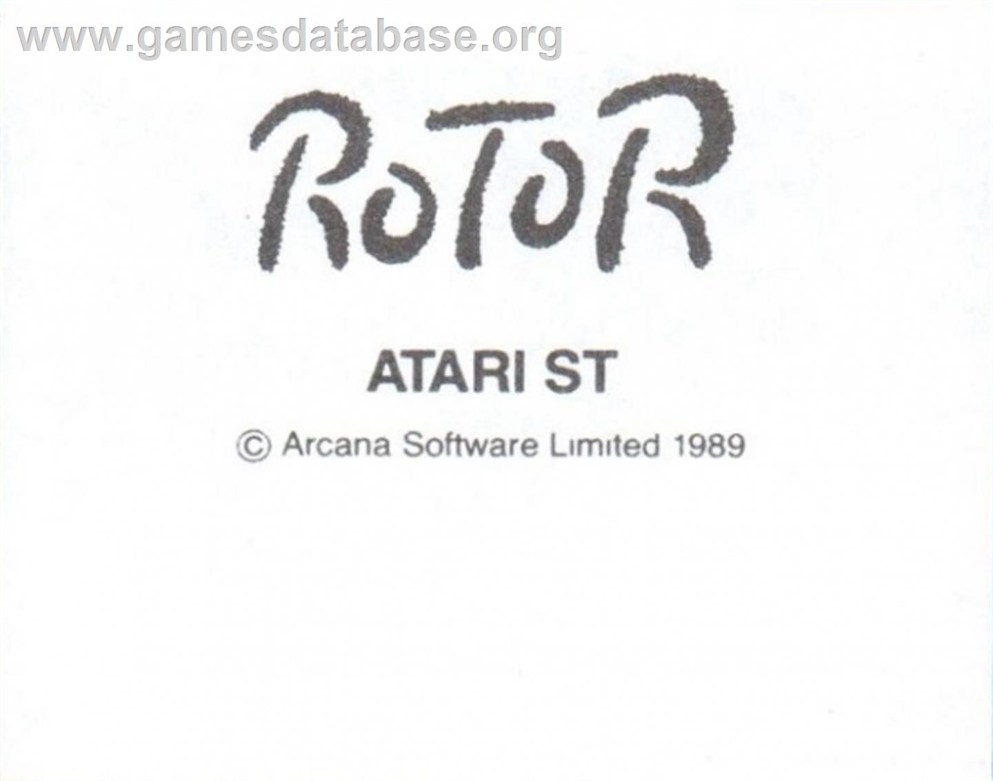 Rotor - Atari ST - Artwork - Cartridge Top