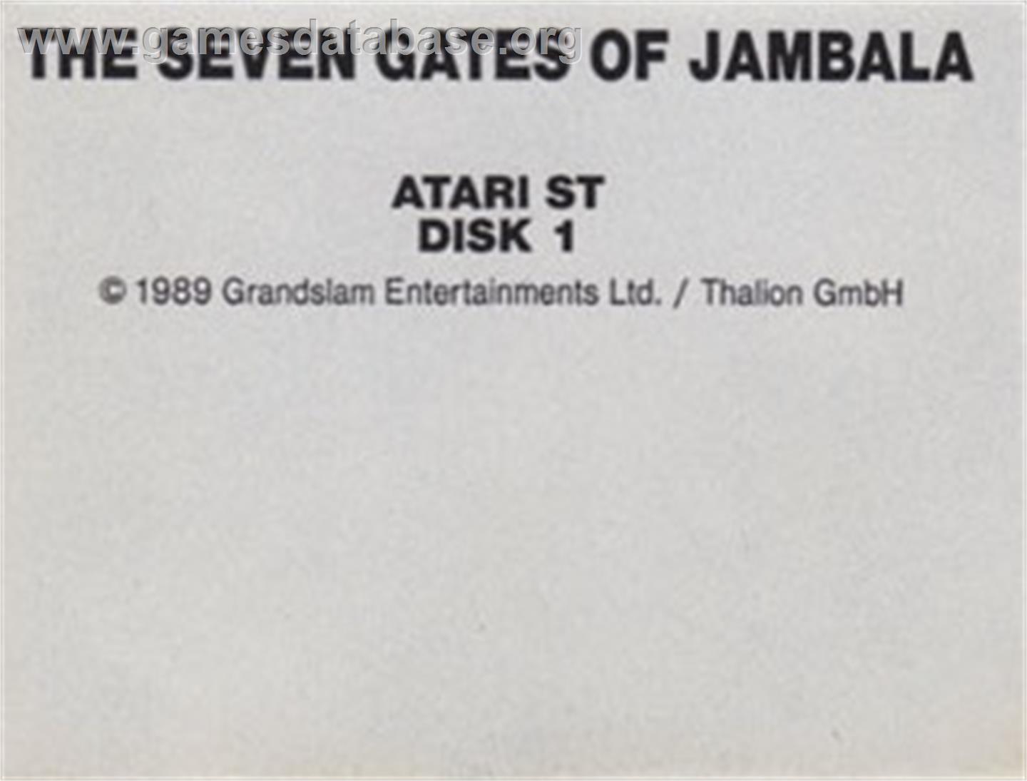 Seven Gates of Jambala - Atari ST - Artwork - Cartridge Top