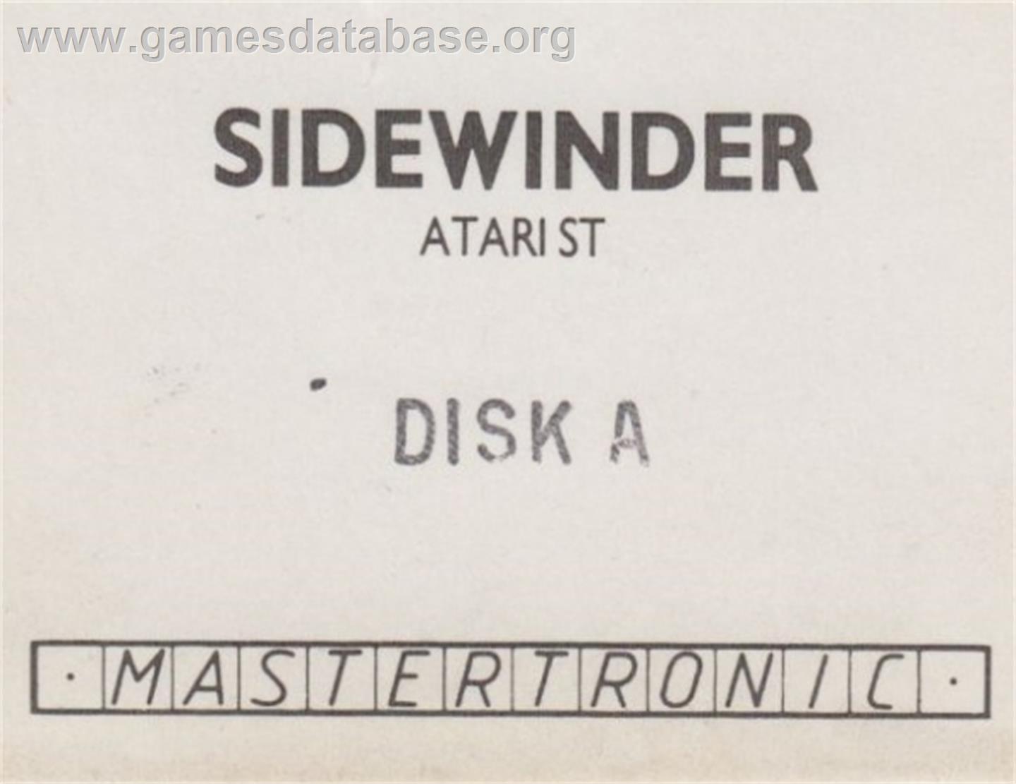 Sidewinder - Atari ST - Artwork - Cartridge Top