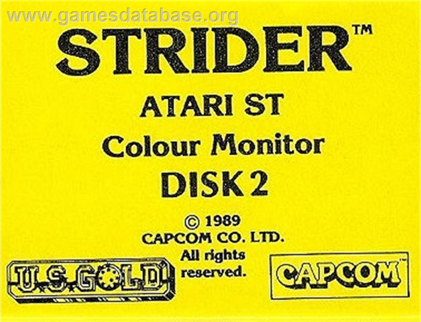 Strider - Atari ST - Artwork - Cartridge Top