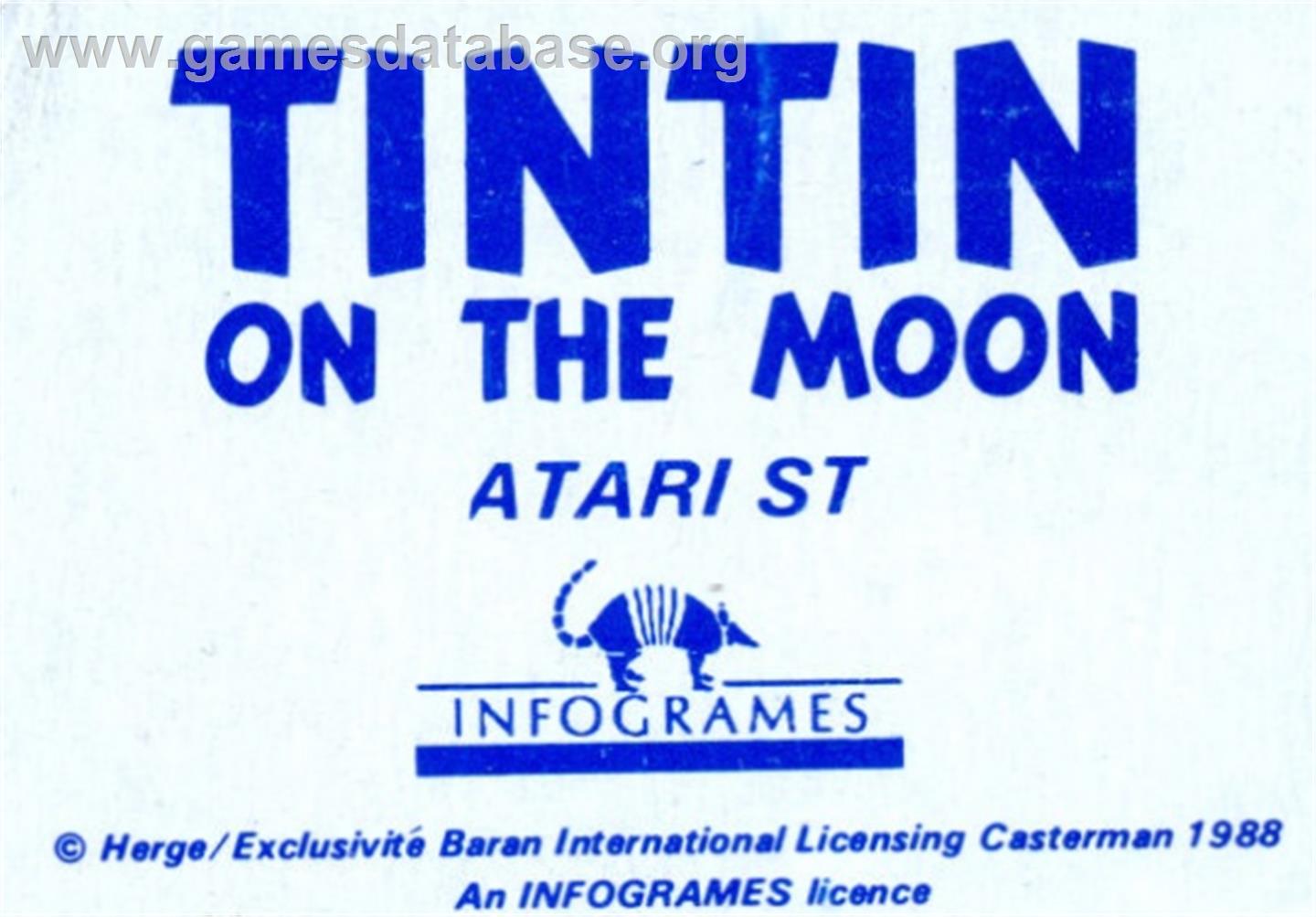 Tintin on the Moon - Atari ST - Artwork - Cartridge Top