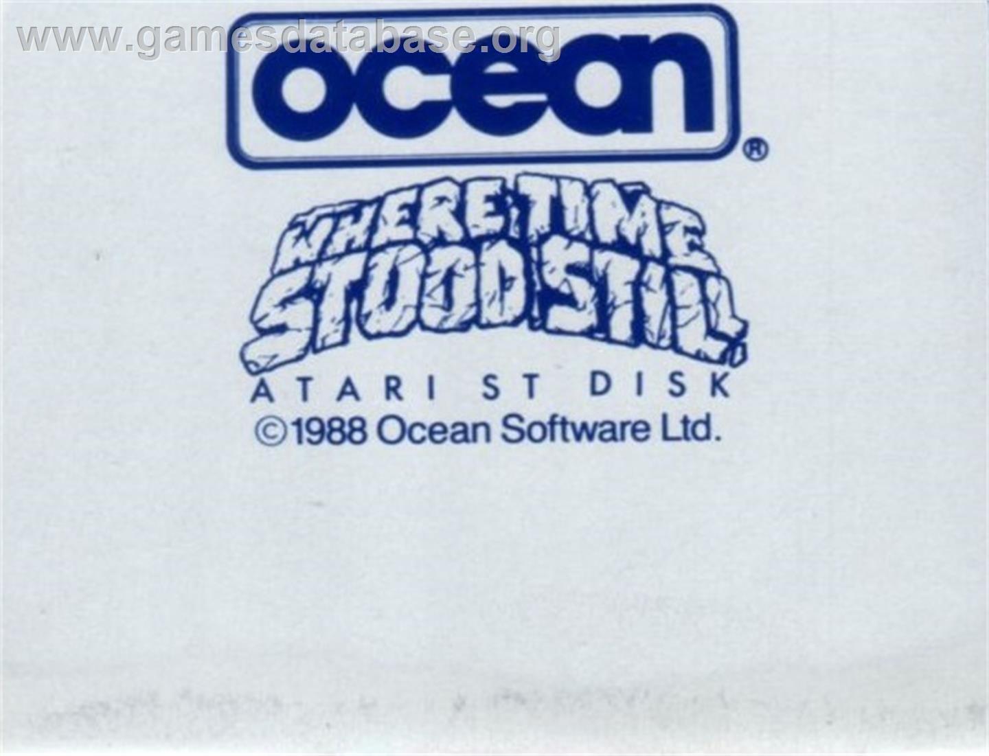 Where Time Stood Still - Atari ST - Artwork - Cartridge Top