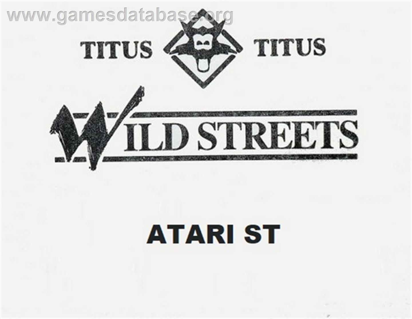 Wild Streets - Atari ST - Artwork - Cartridge Top