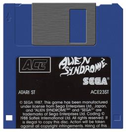Artwork on the Disc for Alien Syndrome on the Atari ST.