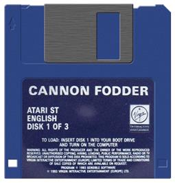Artwork on the Disc for Cannon Fodder on the Atari ST.