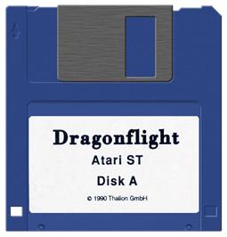 Artwork on the Disc for Dragonflight on the Atari ST.