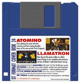 Artwork on the Disc for Llamatron: 2112 on the Atari ST.