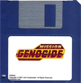 Artwork on the Disc for Mission Genocide on the Atari ST.