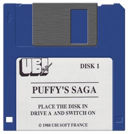 Artwork on the Disc for Puffy's Saga on the Atari ST.