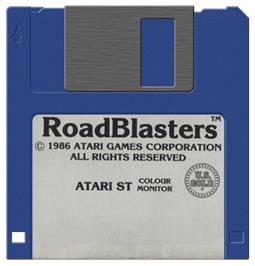 Artwork on the Disc for RoadBlasters on the Atari ST.