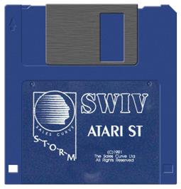 Artwork on the Disc for SWIV on the Atari ST.