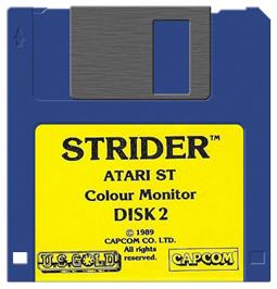 Artwork on the Disc for Strider on the Atari ST.