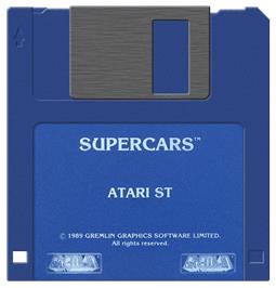 Artwork on the Disc for Super Cars on the Atari ST.