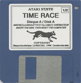 Artwork on the Disc for Time Race on the Atari ST.