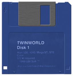 Artwork on the Disc for TwinWorld on the Atari ST.