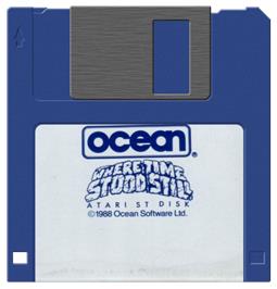 Artwork on the Disc for Where Time Stood Still on the Atari ST.
