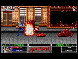 In game image of Alien Storm on the Atari ST.