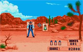 In game image of Buffalo Bill's Wild West Show on the Atari ST.