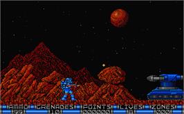 In game image of Exolon on the Atari ST.