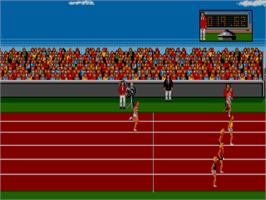 In game image of International Championship Athletics on the Atari ST.