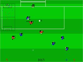 In game image of Kick Off 2 on the Atari ST.